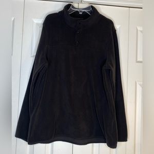 Men's 32 Degrees Heat Sweatshirt Black Fleece 1/4 Snap Mock Neck Sz Large